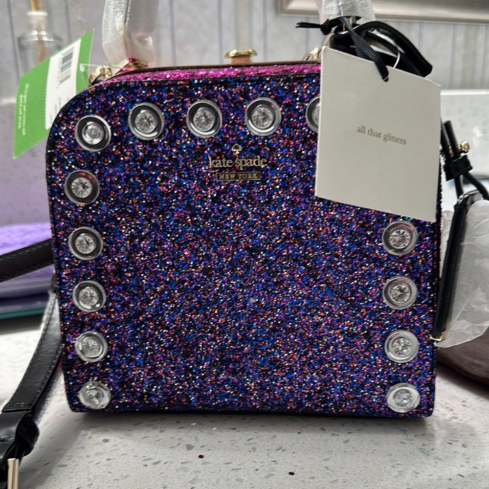 Kate Spade Purple and Black Crossbody Bag with Sparkle